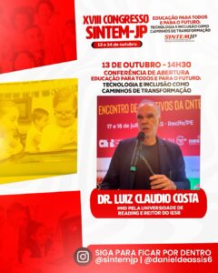 XVIII Congresso SINTEM-JP, 13 e 14 de outubro.